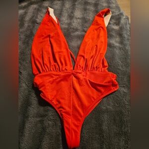 Elegant Red Women's One Piece Swimsuit